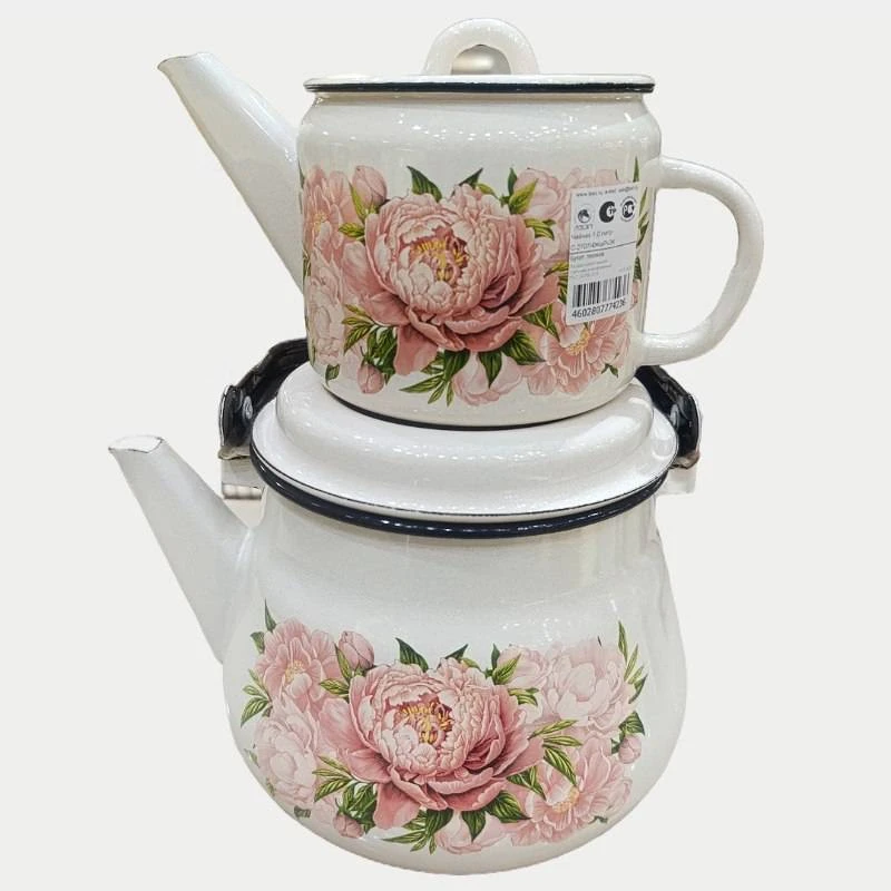 ست کتری و قوری طرح گل رز مدل Hfyddrt گنجایش کتری ۲/۵ لیتر گنجایش قوری ۱ لیتر