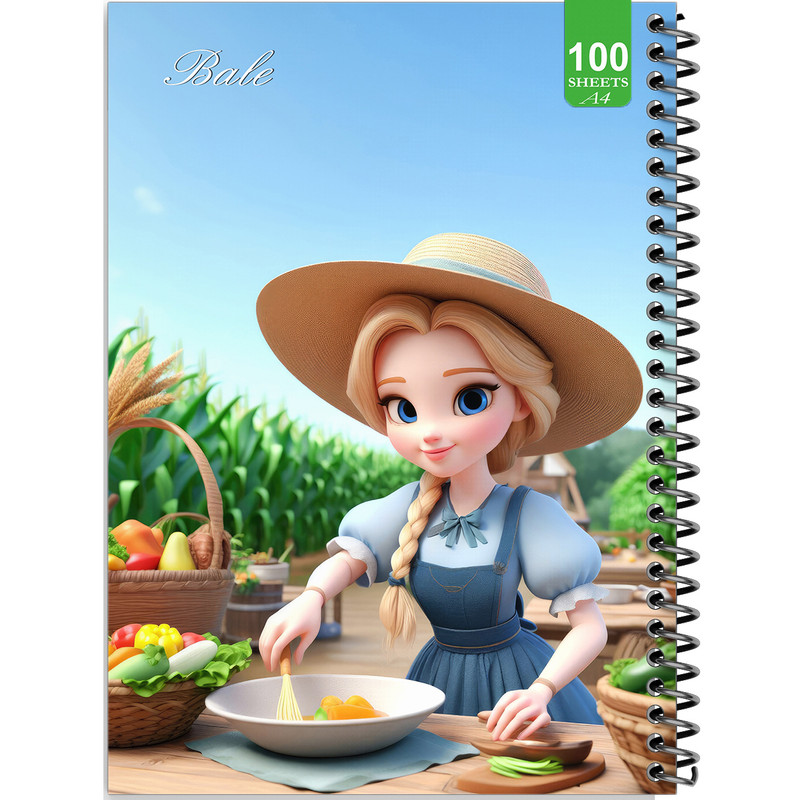 دفتر نقاشی 100 برگ بله مدل رحلی طرح فانتزی دخترانه مزرعه کد A4-N542