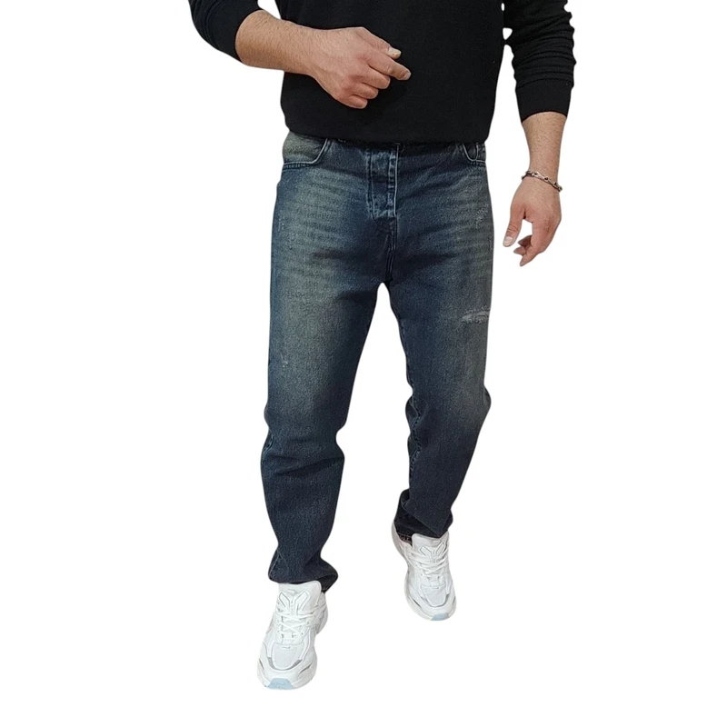 شلوار جین مام فیت مردانه مدل شسته کد s.a.b.i410