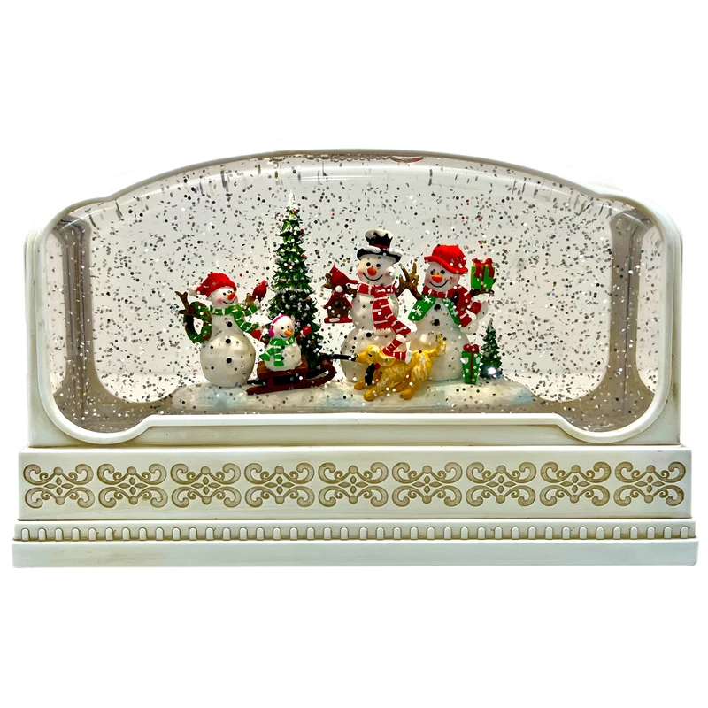 گوی موزیکال مدل پمپی لایت باکس آکواریومی طرح قصر آدم برفی و کریسمس کد P4188