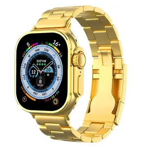 ساعت هوشمند ۴۹ میلی متری مدل P9 Ultra Max Gold با بند فلزی