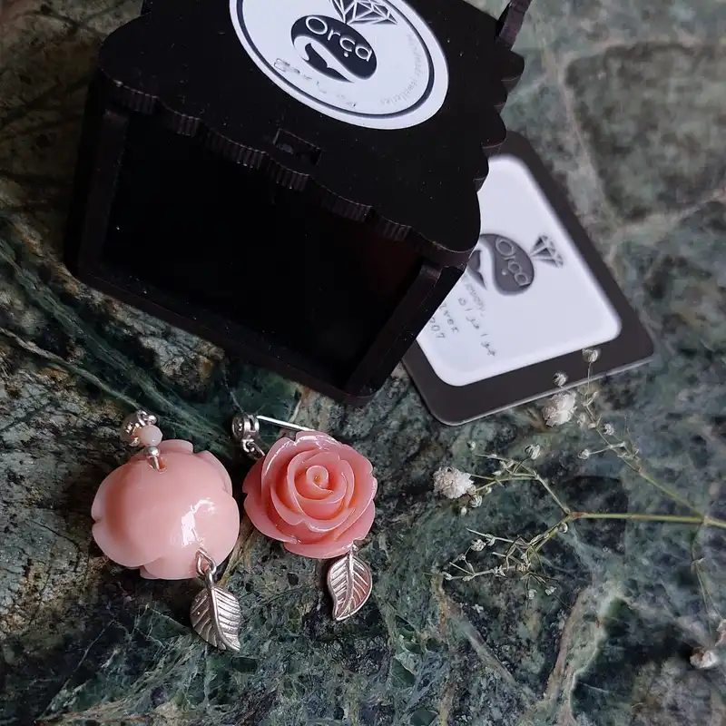 گوشواره نقره زنانه مدل گل رز