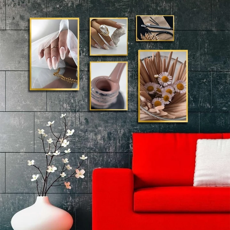 تابلو بکلیت طرح آرایشی کاشت و طراحی ناخن مدل T-2730 مجموعه 5 عددی