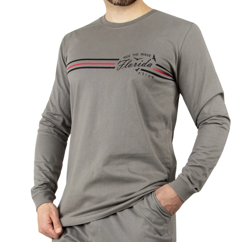 تی‌شرت آستین بلند مردانه آریان نخ باف مدل TZ 17633