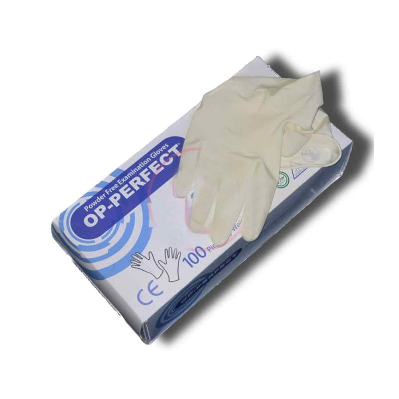 دستکش یکبار مصرف لاتکس حریر مدل OP-PERFECT سایز اسمال ده بسته 100 عددی