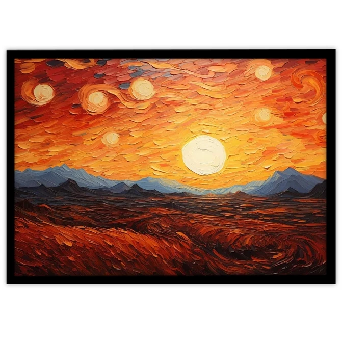 تابلو نوری بکلیت طرح نقاشی امپرسیونیسم غروب خورشید مدل لایت باکس B-MID-20212