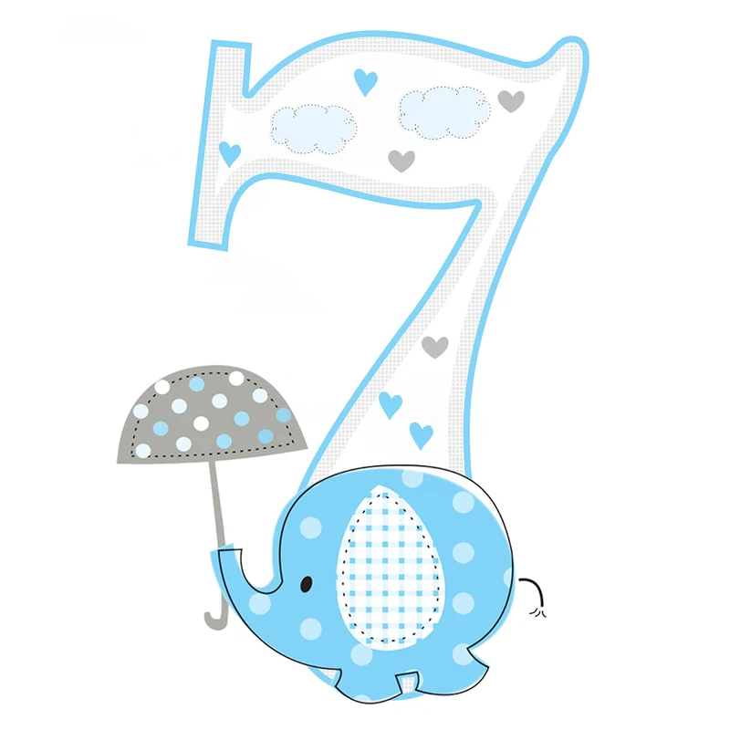  استند رومیزی تولد مدل عدد 7 طرح فیل پسرانه کد 1070