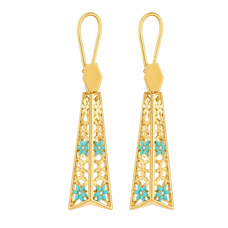گوشواره عصایی طلا 18 عیار زنانه مان گالری مدل رونیز کد EA01-0023900