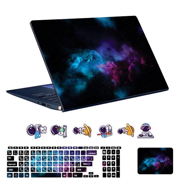 استیکر لپ تاپ توییجین و موییجین طرح Space  کد 184 مناسب برای لپ تاپ 15.6 اینچ به همراه برچسب حروف فارسی کیبورد