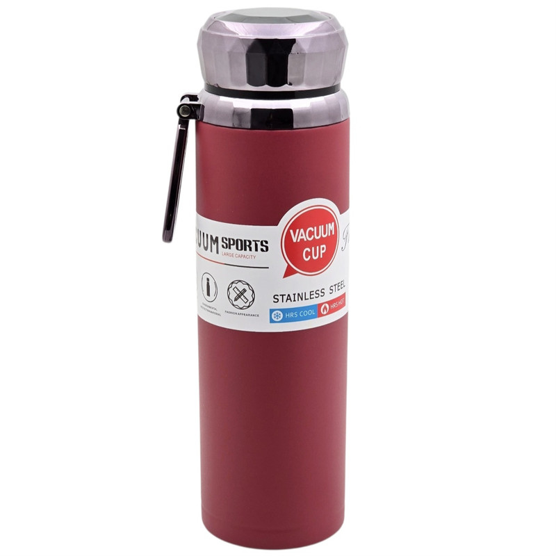 فلاسک مدل الماسی VACUUM CUP با جنس استیل 316 و دماسنج دار ظرفیت 1000 میلی‌لیتر