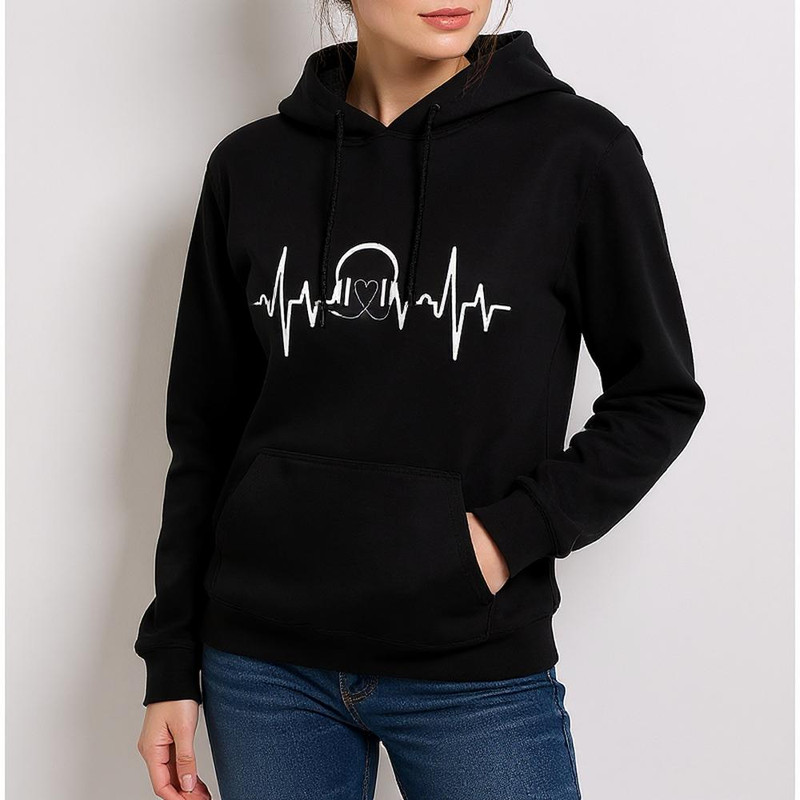 هودی زنانه طرح ضربان قلب کد F69