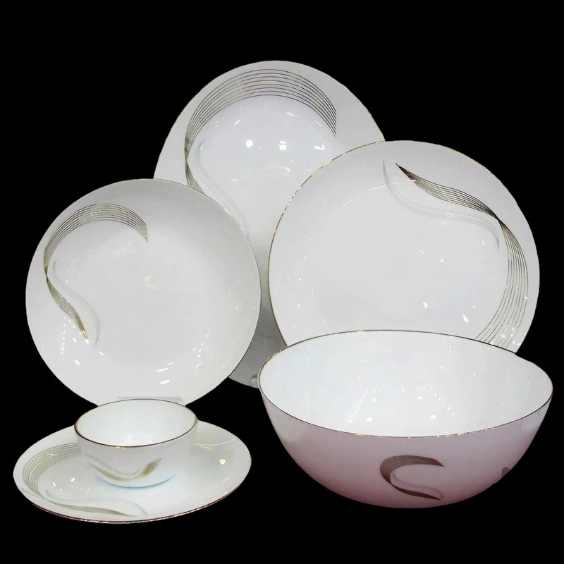 سرویس غذاخوری ۲۶ پارچه مقصود مدل شمل طلا لب طلا 