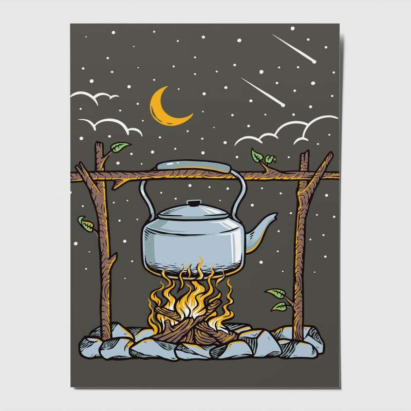 کارت پستال طرح چای در نیمه شب کد STG61