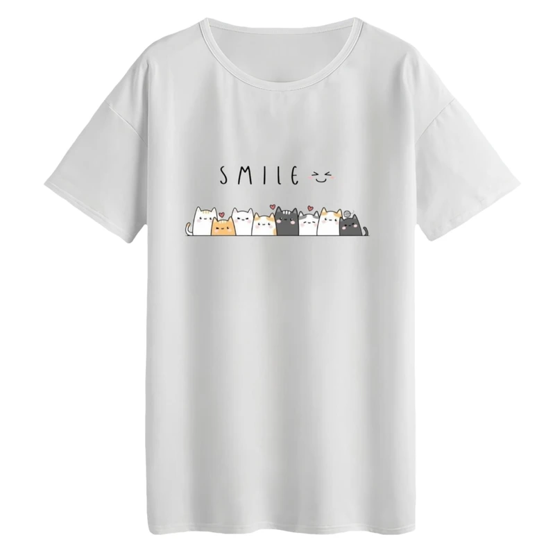 تی‌شرت لانگ آستین کوتاه زنانه مدل دوستان گربه ای