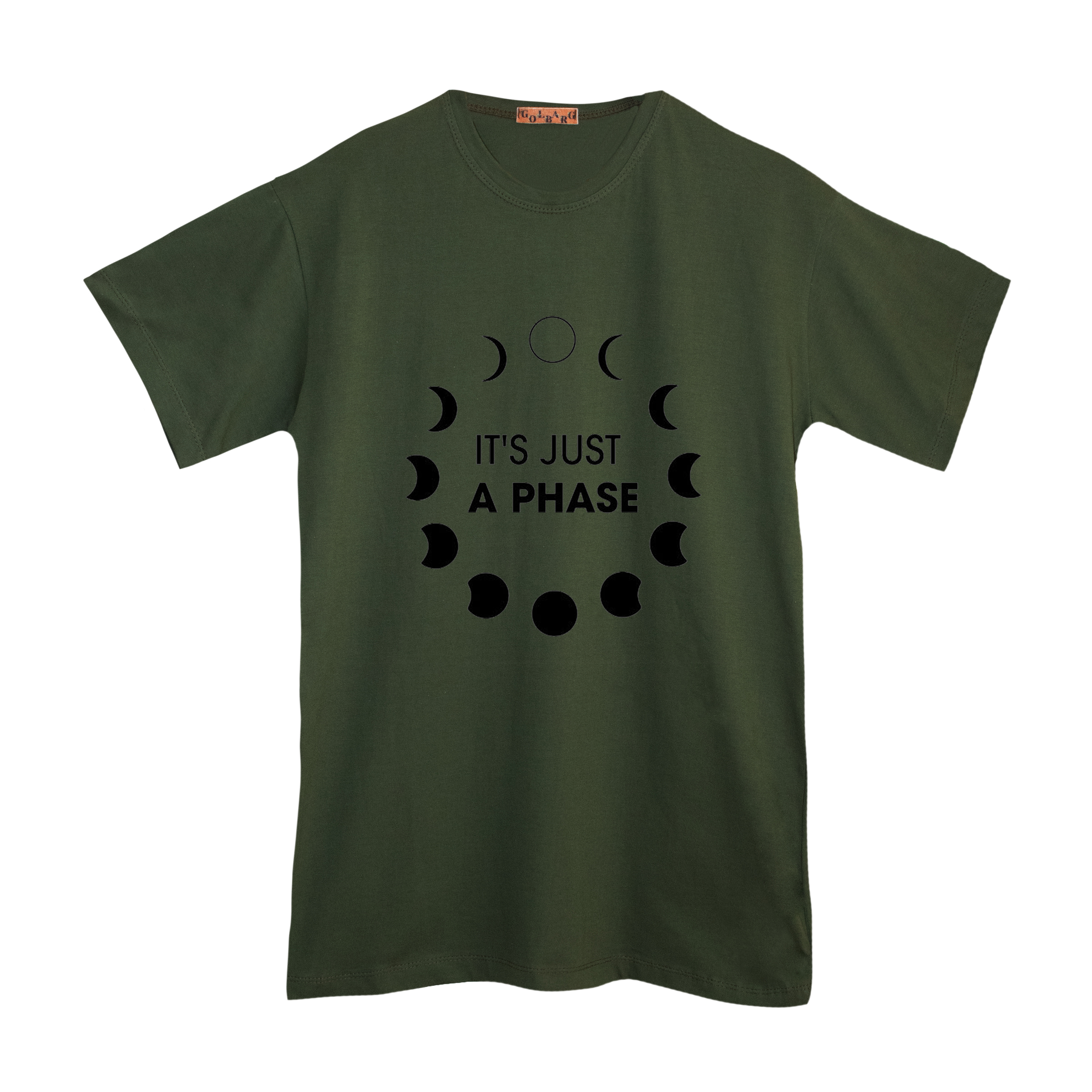 تی شرت لانگ آستین کوتاه زنانه مدل کامل شدن ماه رنگ یشمی