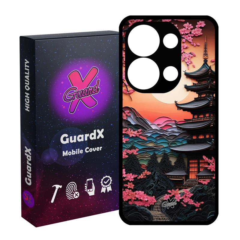 کاور گارد ایکس طرح معبد ژاپن مدل Glass10582 مناسب برای گوشی موبایل شیائومی Poco X6 5G / Note 13 Pro 5G