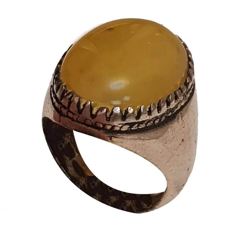 انگشتر نقره مردانه مدل عقیق شرف الشمس معدنی یمنی ASSYB1