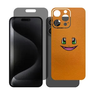 Glass Together model privacy screen protector suitable for Apple iPhone 15 Pro Max mobile phone with cover sticker on the back of the phone