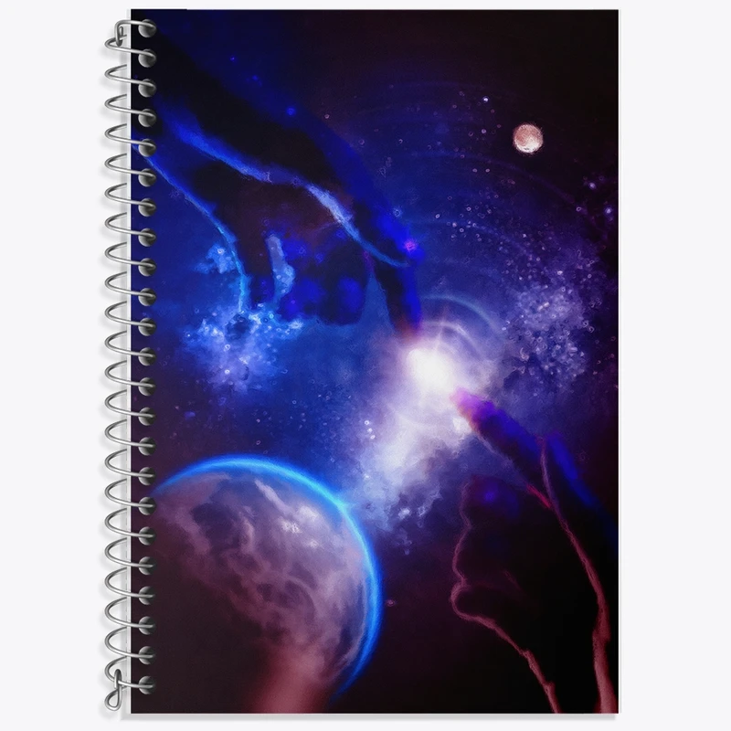 دفتر زبان 50 برگ خندالو مدل سه خط طرح آفرینش کهکشان کد F706