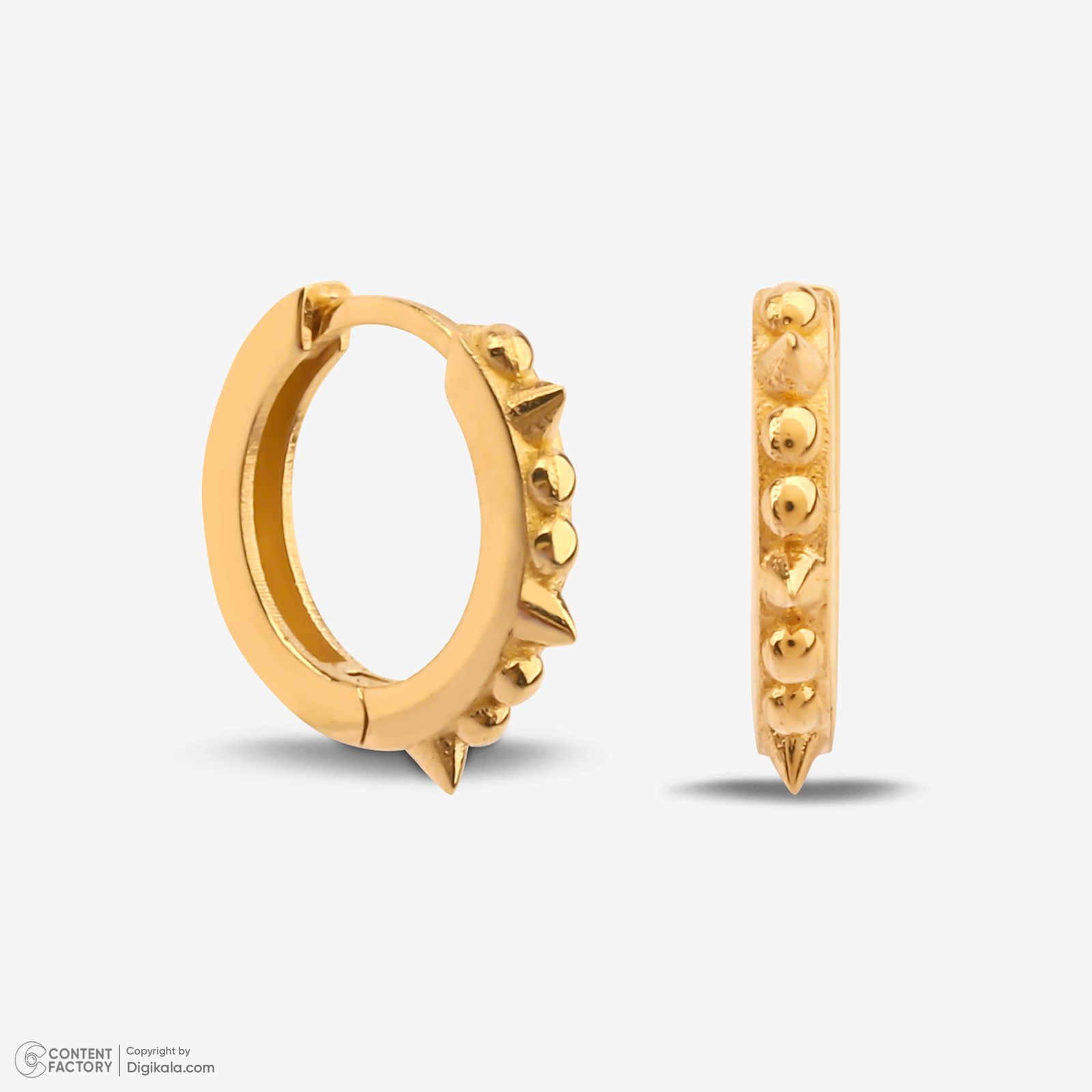 گوشواره حلقه‌ای طلا کم اجرت  18 عیار زنانه گلدم مدل E244032 -  - 6