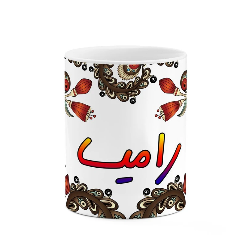 ماگ کاکتی مدل اسم رامیسا طرح سنتی گل و بته کد mgh45177
