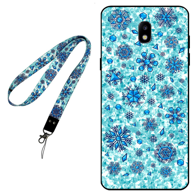 کاور مگافون طرح برف مدل 0014 مناسب برای گوشی موبایل سامسونگ Galaxy J7 Pro / J730 به همراه بند گردنی 