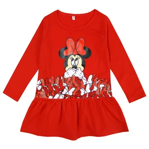 پیراهن دخترانه مدل مینی ماوس رنگ قرمز