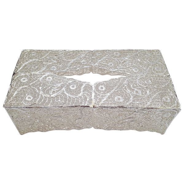جعبه دستمال کاغذی ملیله کاری کد 1399