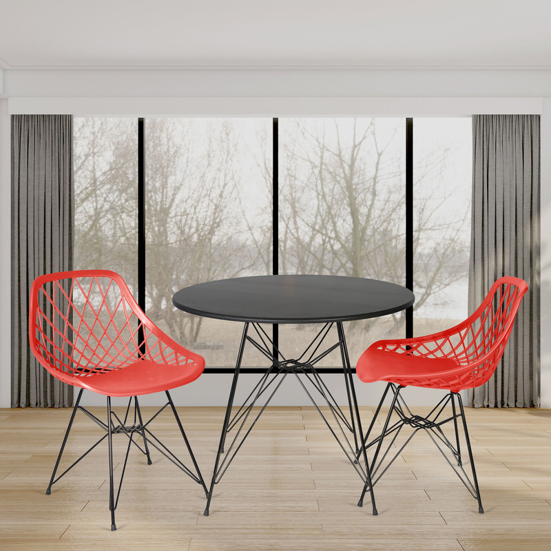 میز و صندلی ناهارخوری دو نفره مدل الماس فایبرگلاس پایه فلزی GS