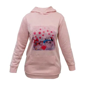 هودی زنانه مدل جغد رنگ صورتی 