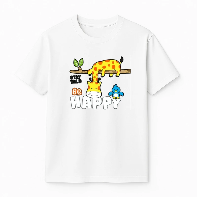 تی‌شرت آستین کوتاه پسرانه مدل زرافه شاد 