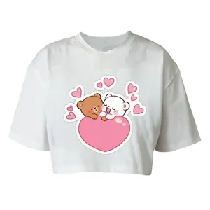 کراپ‌تاپ آستین کوتاه زنانه مدل c536 طرح قلب