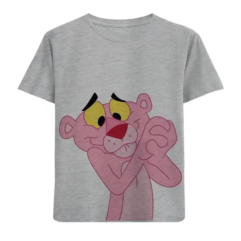 تی شرت آستین کوتاه بچگانه مدل پلنگ صورتی F655