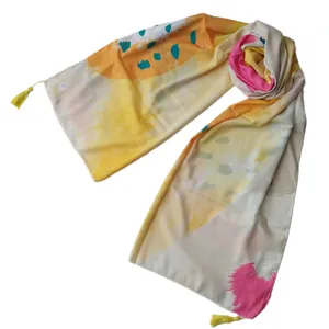 شال زنانه مدل نخی طرح آبرنگی