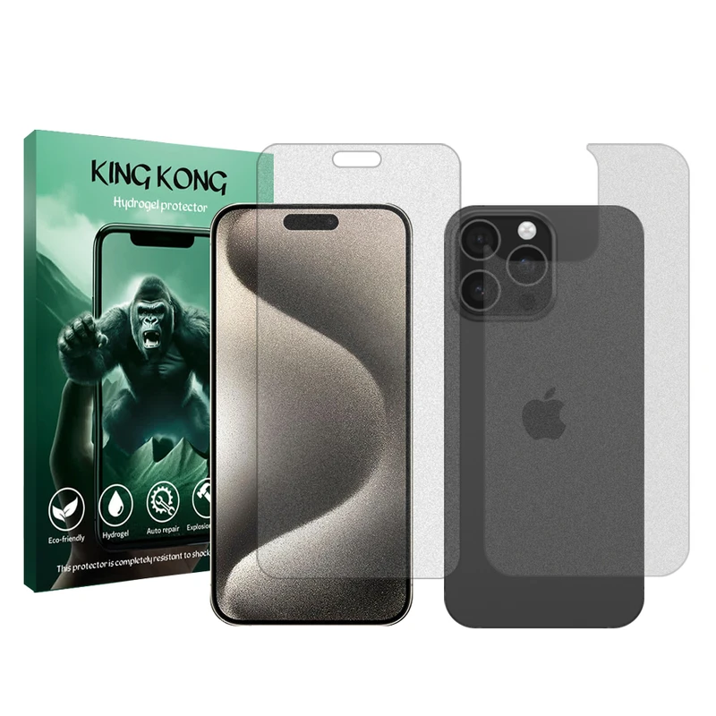 محافظ صفحه نمایش مات کینگ کونگ مدل Tough مناسب برای گوشی موبایل اپل iPhone 15 Pro Max به همراه محافظ پشت گوشی