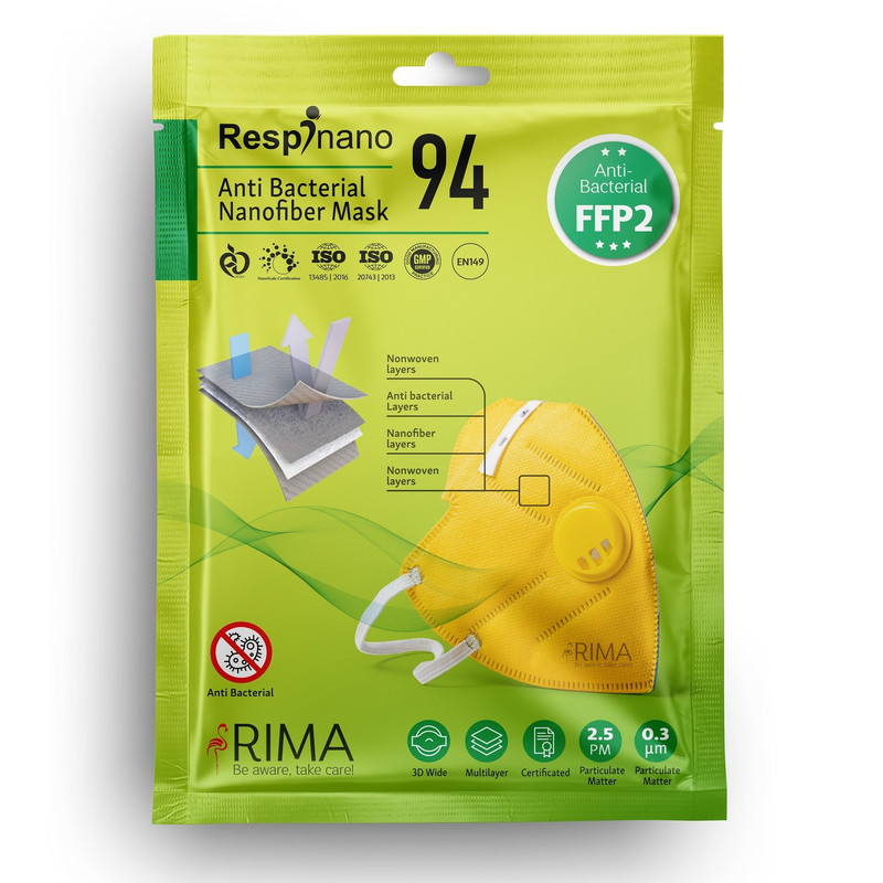 ماسک تنفسی ریما مدل سوپاپدار آنتی باکتریال کد FFP2 I94