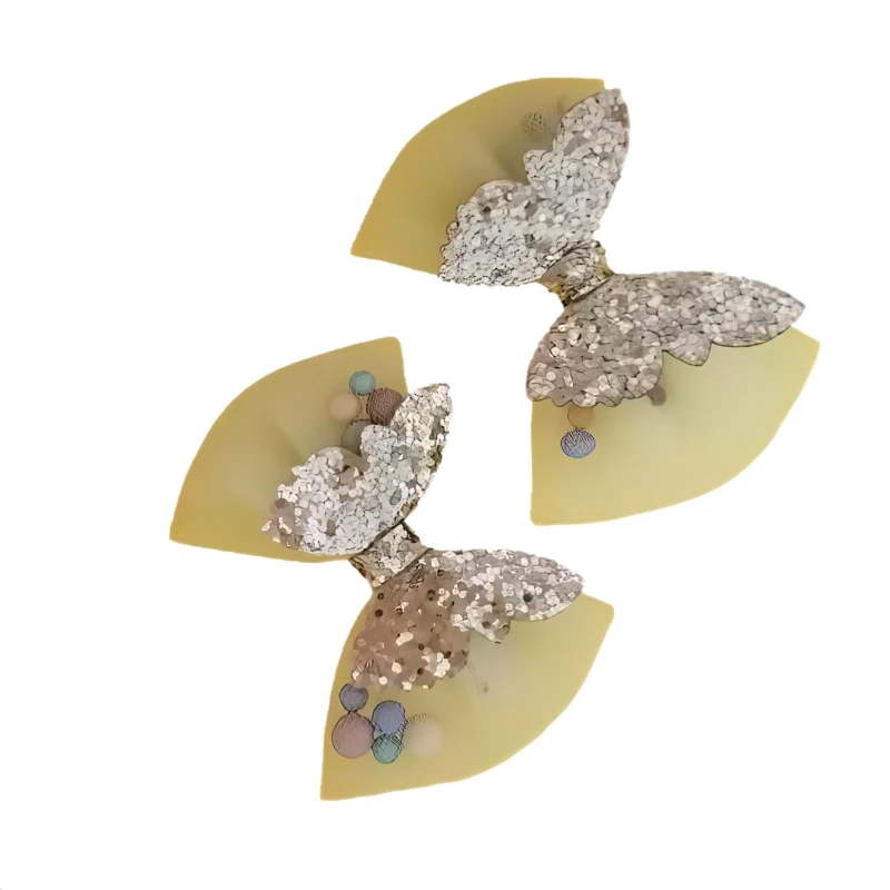 گیره مو دخترانه مدل پروانه وتوپک بسته دو عددی
