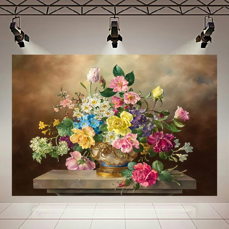 پوستر بک لایت طرح گلدان با گل های رنگارنگ کد AR31157