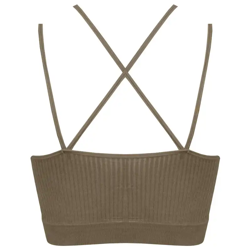 نیم تنه ورزشی زنانه ماییلدا مدل پددار بدون فنر کد 4483 رنگ قهوه ای