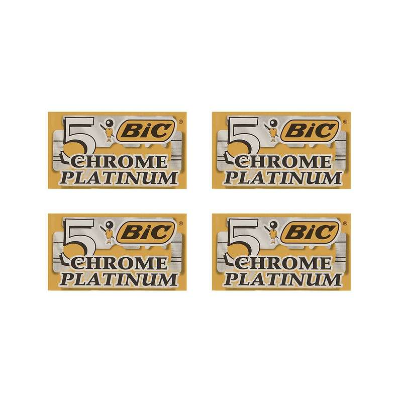 تیغ یدک سنتی بیک مدل Platinum Chromium Double Edge مجموعه 4 عددی