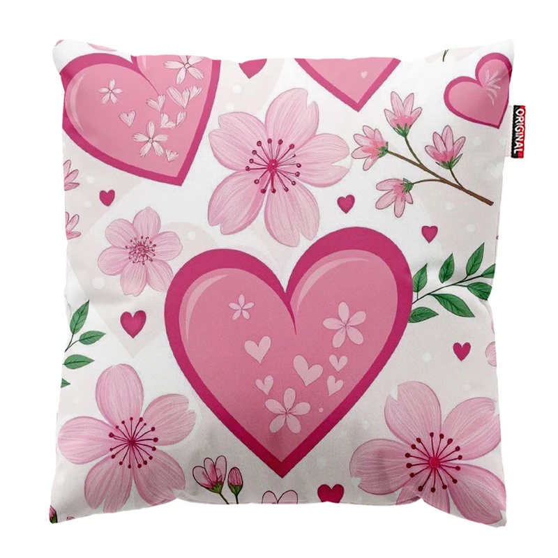 کوسن پاد آفرین طرح قلب و گل کد 2123 سایز 30*30 سانتی متر