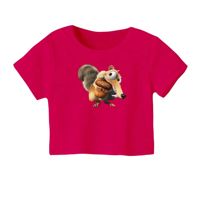 کراپ‌ تی‌شرت آستین کوتاه زنانه مدل عصر یخبندان کد ۳