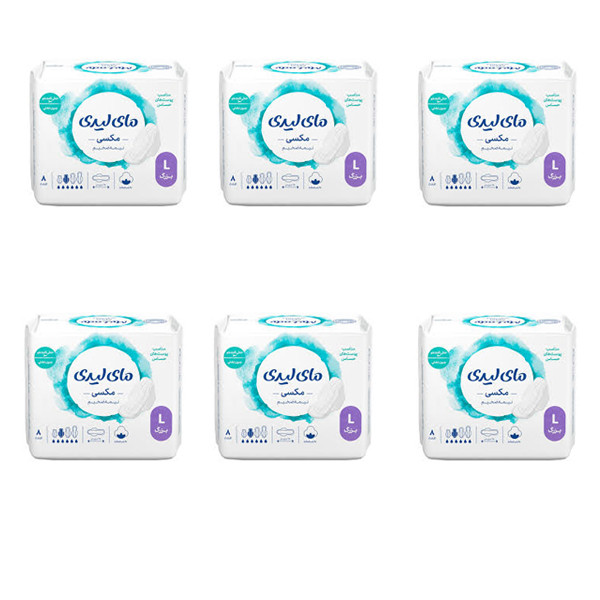 نوار بهداشتی نیمه ضخیم روز و شب مای لیدی مدل مکسی با جذب خیلی زیاد سایز بزرگ شش بسته 8 عددی