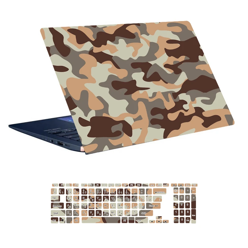 استیکر لپ تاپ توییجین و موییجین طرح Military کد 31 مناسب برای لپ تاپ 15.6 اینچ به همراه برچسب حروف فارسی کیبورد 