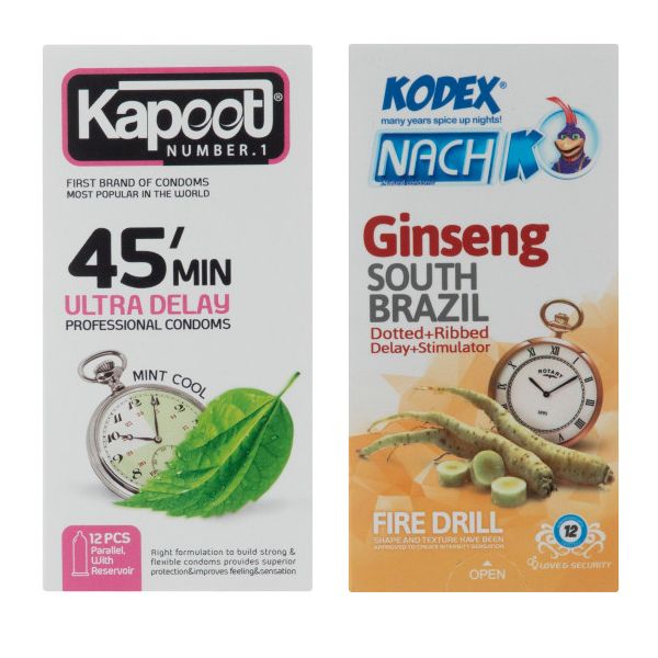 کاندوم ناچ کدکس مدل Ginseng بسته 12 عددی به همراه کاندوم کاپوت مدل 45 Minutes بسته 12 عددی -  - 1