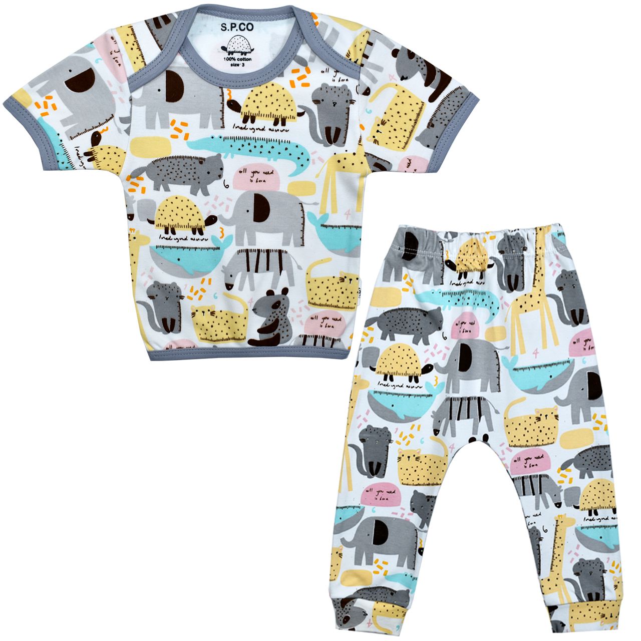 ست تی شرت و شلوار نوزادی اسپیکو مدل zoo کد 1 -  - 1