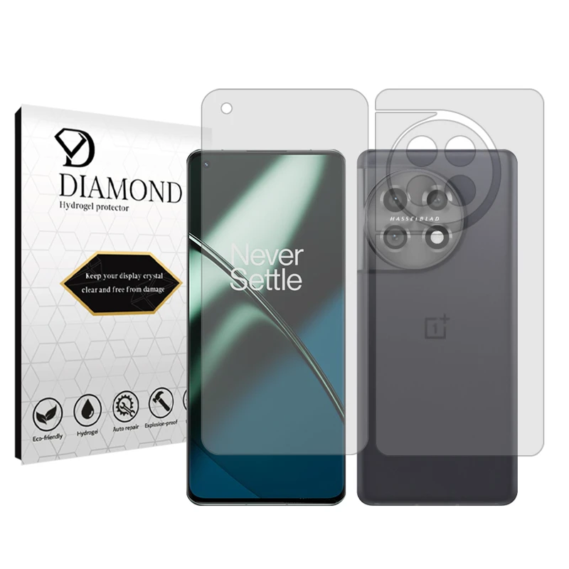 محافظ صفحه نمایش شفاف دیاموند مدل Tough مناسب برای گوشی موبایل وان پلاس 11 به همراه محافظ پشت گوشی