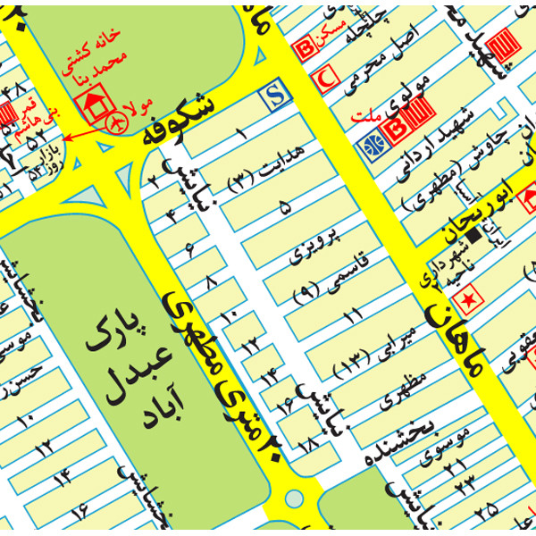 نقشه گیتاشناسی مدل راهنمای منطقه 19تهران کد 1319