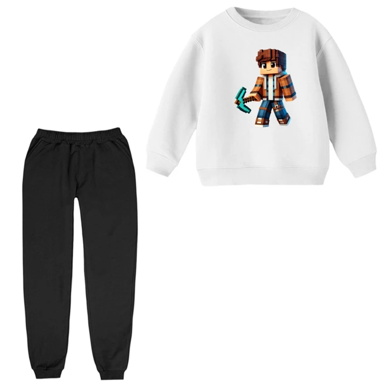 ست سویشرت و شلوار راحتی بچگانه مدل ماینکرفت کد 002