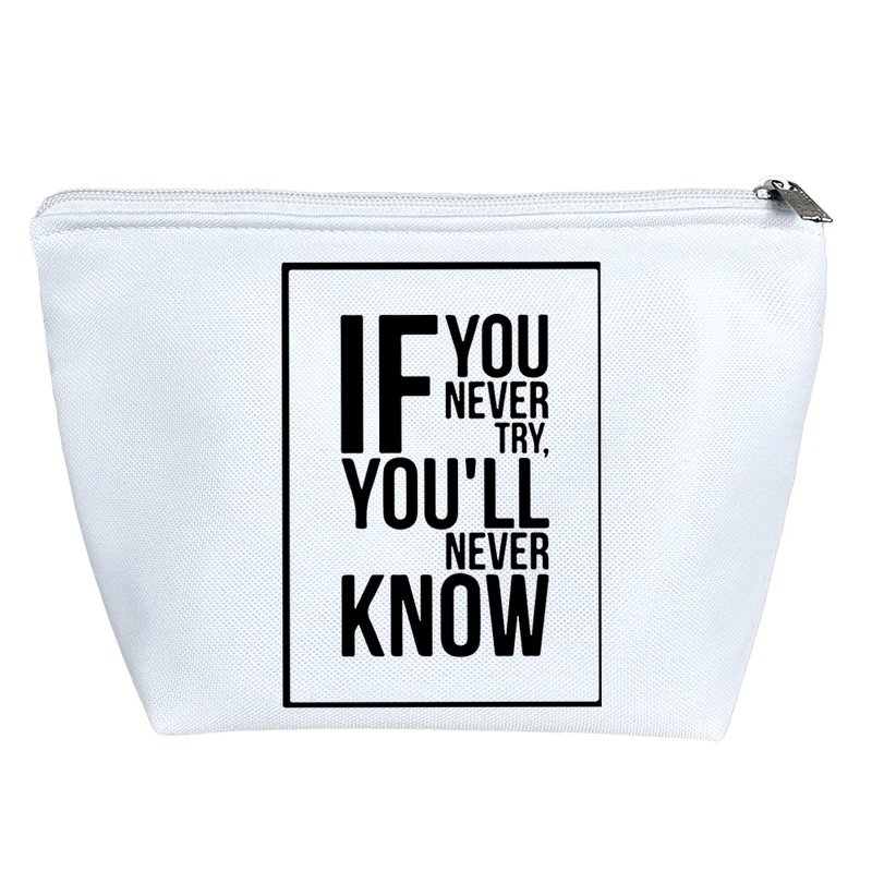 کیف لوازم آرایش دخترانه خندالو مدل If You Never Try You'll Never Know کد 8363